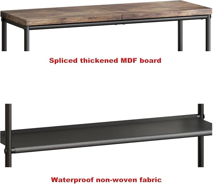 INGIORDAR 6 Tier Shoe Rack Storage Organizer Shelf Top with MDF Board | Space-Saving,with 3 Layer Fabric,stores 24+Pairs of Shoes for Closet,Entryway,Bedroom,Living Room Garage,Black+Rustic Brown