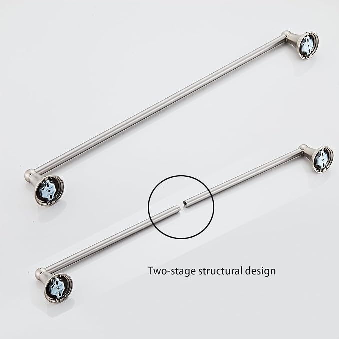 4-Piece Towel Bar Set, 24 Inch Towel Racks for Bathroom Wall Mounted in Brushed Nickel, SUS304 Stainless Steel Complete Bathroom Hardware