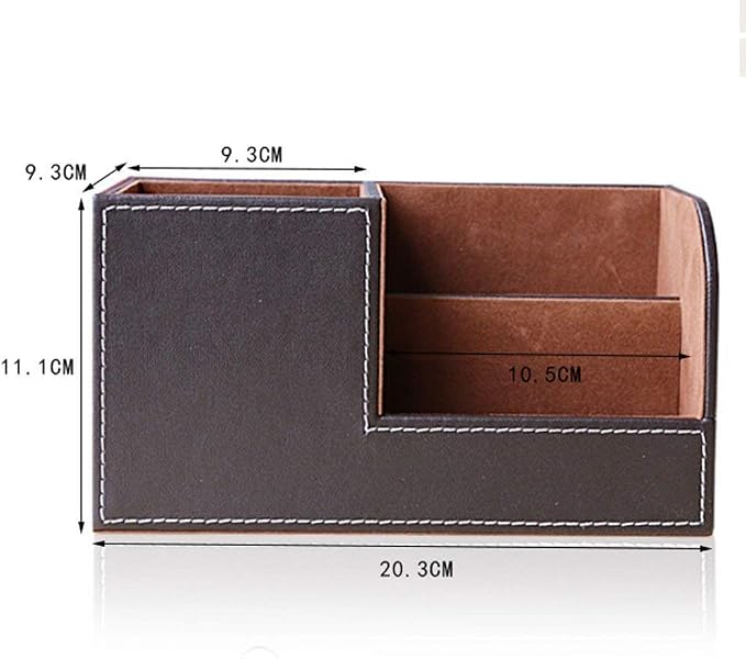 Desk Organizer Office Supplies Caddy Pu Leather Multi-function Storage Box Pen/Pencil,Cell phone, Business Name Cards Remote Control Holder Black