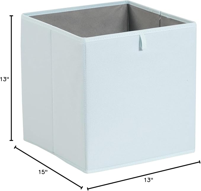 Amazon Basics Collapsible Cube Organizer Bins, Closet Storage Baskets for Shelves with Secure Pull Handle, Foldable Space-Saving, Jade Green, 13x15x13", 6-Pack
