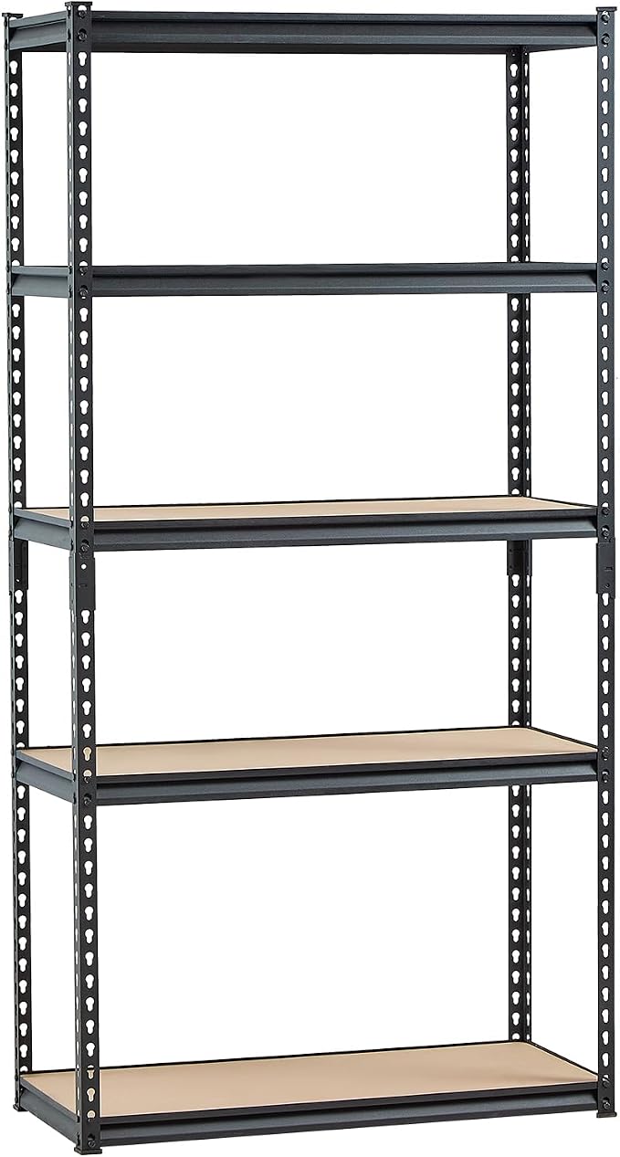VEVOR Storage Shelves, 2000 lbs, 5 Tier Garage Storage Shelving, 16" D x 36" W x 71.4" H Adjustable Metal Shelves for Garage Shelves Utility Rack Shelf, Ideal for Kitchen, Warehouse, Basement, Black