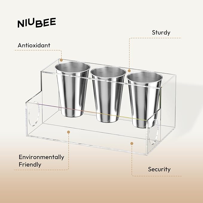 NIUBEE Acrylic Hair Tool Organizer,Hair Dryer Holder Countertop with 3 Cups | Clear, Hot Tools Organizer, Hair Blow Dryer Organizer for Curling Iron, Brush, Straightener, Makeup,Skincare,Vanity, Bathroom