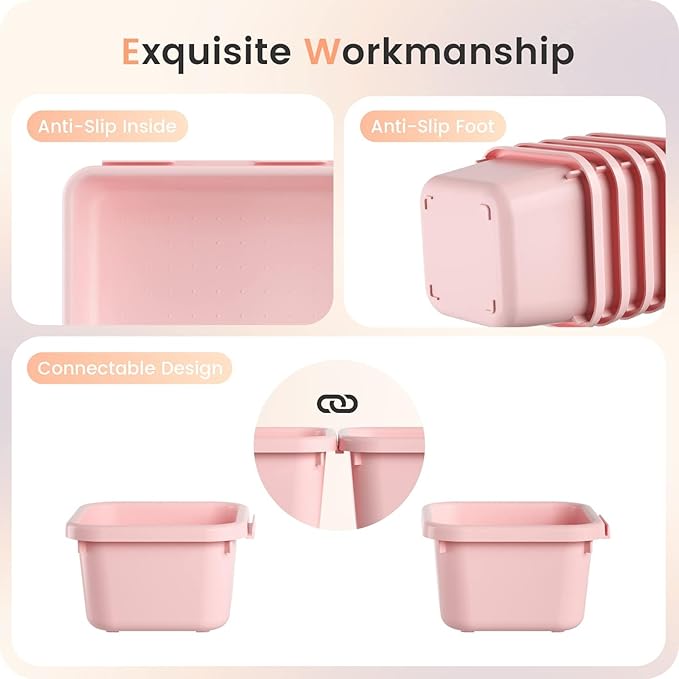 【Military Grade】A-LuGei Drawer Organizer,【𝟱𝗦𝗶𝘇𝗲】Makeup organizer,【Holds 177 Items】Bathroom Organizers and Storage,Organization and Storage,Desk Drawer Organizer for Vanity【Pink】