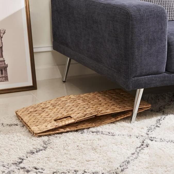 M4DECOR 10.5 x 10.5in Wicker Storage Baskets for Shelves, Water Hyacinth Storage Baskets, Woven Baskets for Storage, Wicker Storage Basket for Bedroom, Living Room (6 Packs 10.5x10.5in)