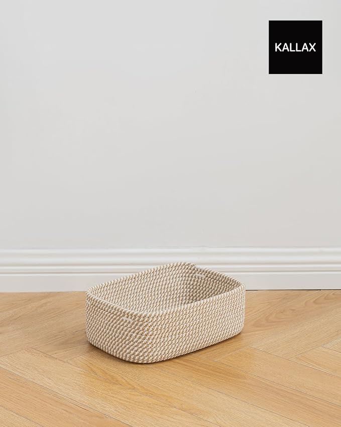 KALLAX Small Woven Storage Basket for Organizing, 12 x 8 x 4.5 inch, 3 Pack | Shelf baskets for closet organization, toy storage and home decor, Perfect as empty gift baskets for holidays, Brown