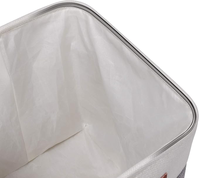 Univivi 10.5 Inch Fabric Cube Bins with Hard Bottom, 4 Pack Storage Baskets with PU Handles for Shelves Closet Foldable Storage Bins for Organizing (Gray,10.5" x 10.5" x 11") | Hard Cardboard Bottom,Metal Frame,PU Handles,Foldable,Linen Closet Baskets ...