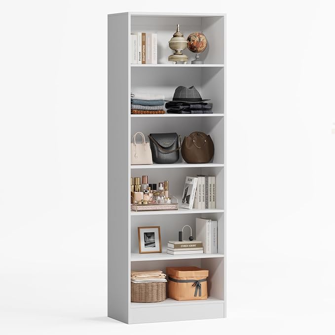 VOWNER 25'' Closet Organizer System with 5 Adjustable Shelves | Modular Closet Open Shelving 15" Deep Wooden Closet Systems Tower Storage Shelves Units Freestanding Wardrobe Shelves