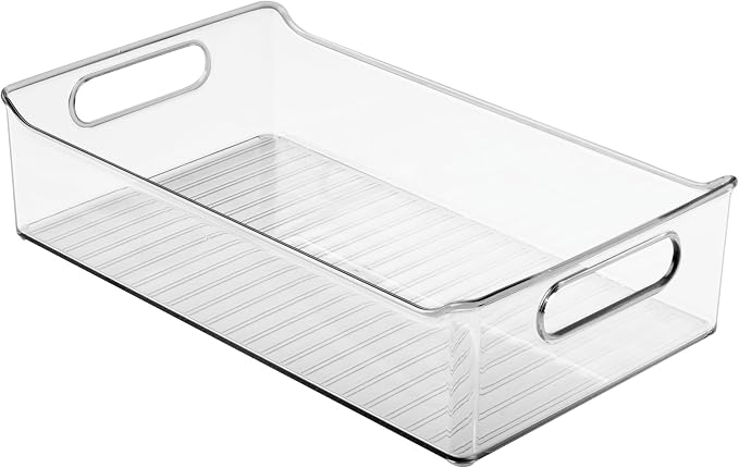 iDesign Plastic Pantry Storage Organizer Bin, Set of 2, Clear | With Handles