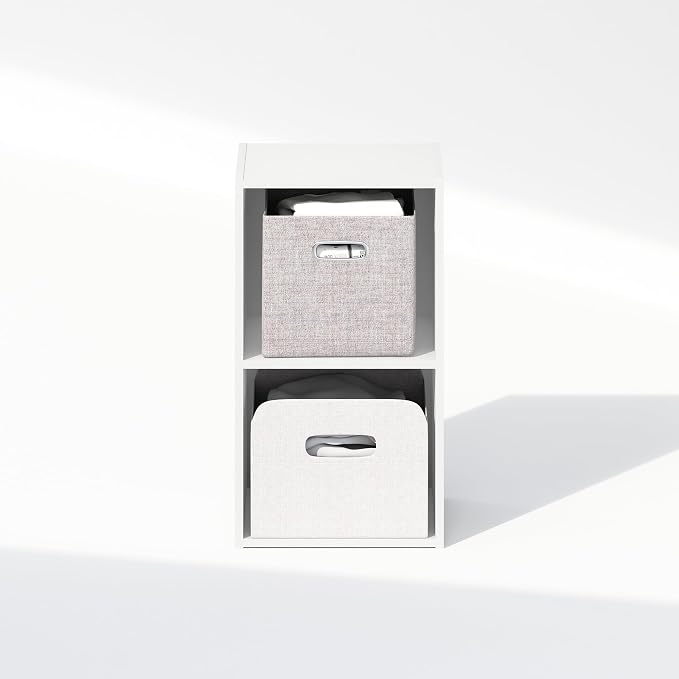 Furinno Reed Closet Organizers and Storage, 2-Tier Closet Organizer, Open Shelf Closet Storage, for Wardrobe, Bedroom, Living Room, White
