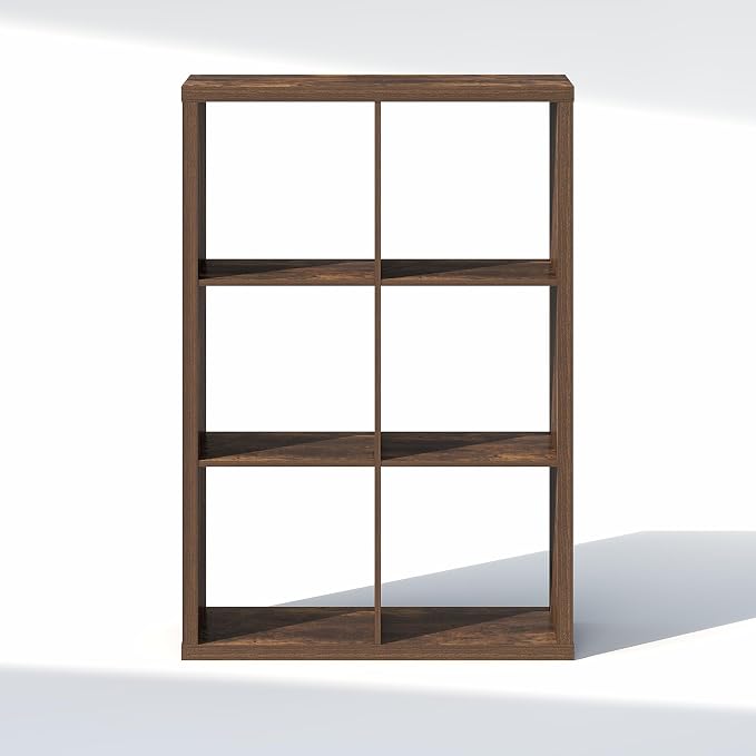 Furinno Cubic Extra Thick 6-Cube Closet Organizers and Storage, Amber Pine | 14.6 x 30 x 44 in, Open Shelf Closet Storage, Closet Organizer, for Wardrobe, Bedroom, Living Room