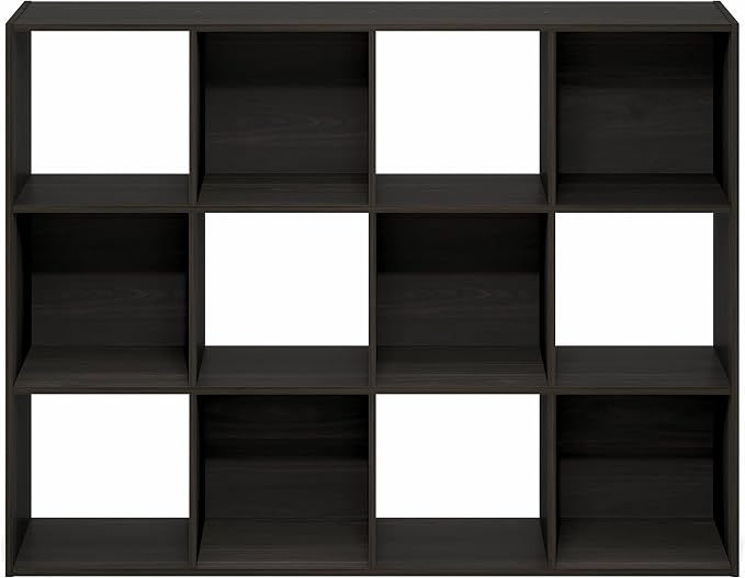 Furinno PELLI Book Shelf, 12-Cube Bookshelf, Cube Storage Organizer Bookcase, 11.7 x 47.6 x 36, for Living Room, Bedroom, Home Office, Espresso