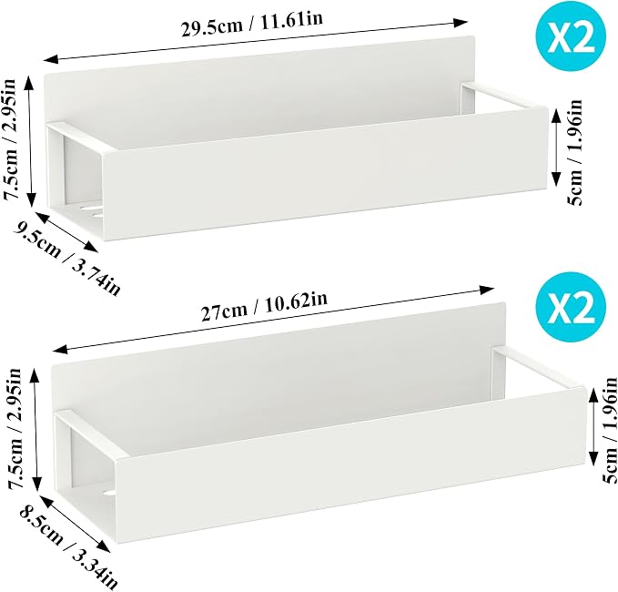 HuggieGems 4 Pack Magnetic Spice Storage Rack Organizer for Refrigerator and Oven, Cream White Fridge Organizers and Storage
