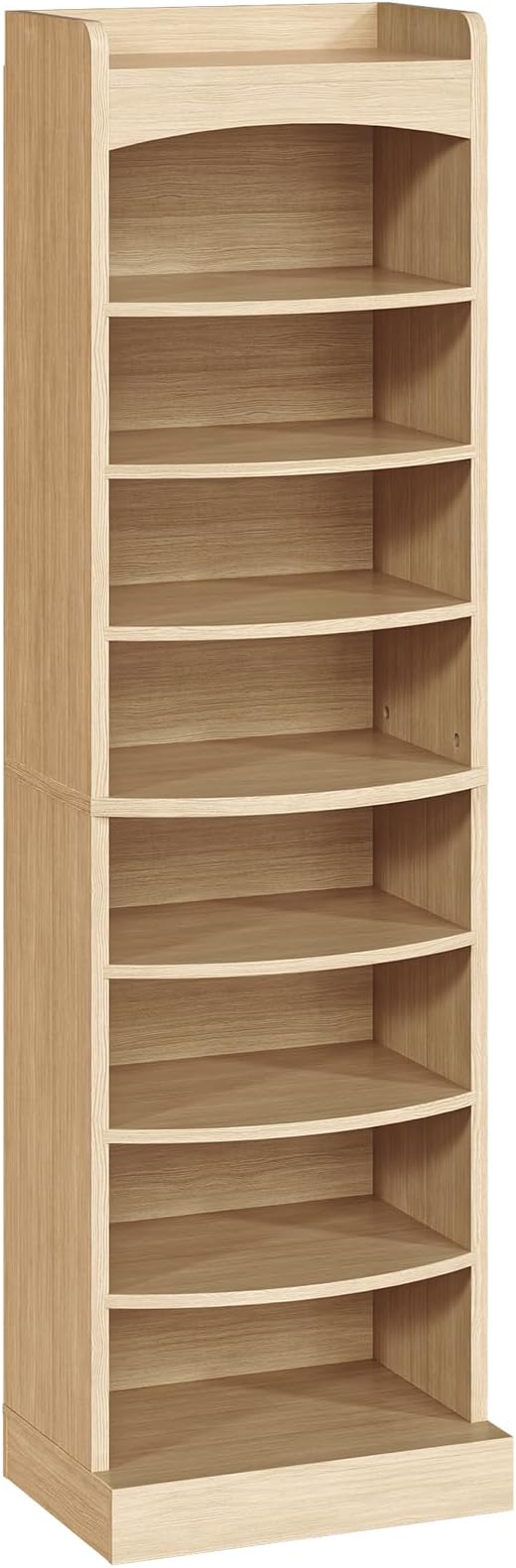 9-Tier Tall Shoe Rack, Wooden Shoe Storage Organizer, Narrow Shoe Cabinet with Removable Shelves for Small Spaces, Holds 18 Pairs of Shoes, for Entrance, Hallway, Natural SS22NL