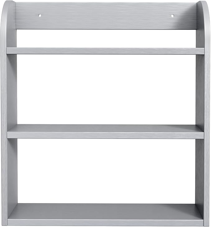 ROMGUAR CRAFT 3 Tier Bamboo Spice Rack, Countertop or Wall Mounting Wood Spice Jars Organizer Shelf for Kitche, Pantry (Grey)