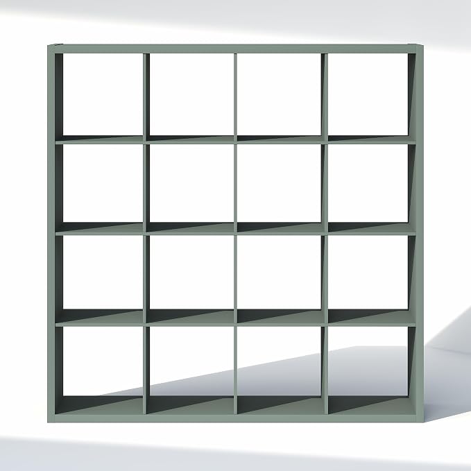 Furinno Cubic Extra Thick 16-Cube Closet Organizers and Storage, Sage Green | 14.6 x 58 x 58 in, Open Shelf Closet Storage, Closet Organizer, for Wardrobe, Bedroom, Living Room