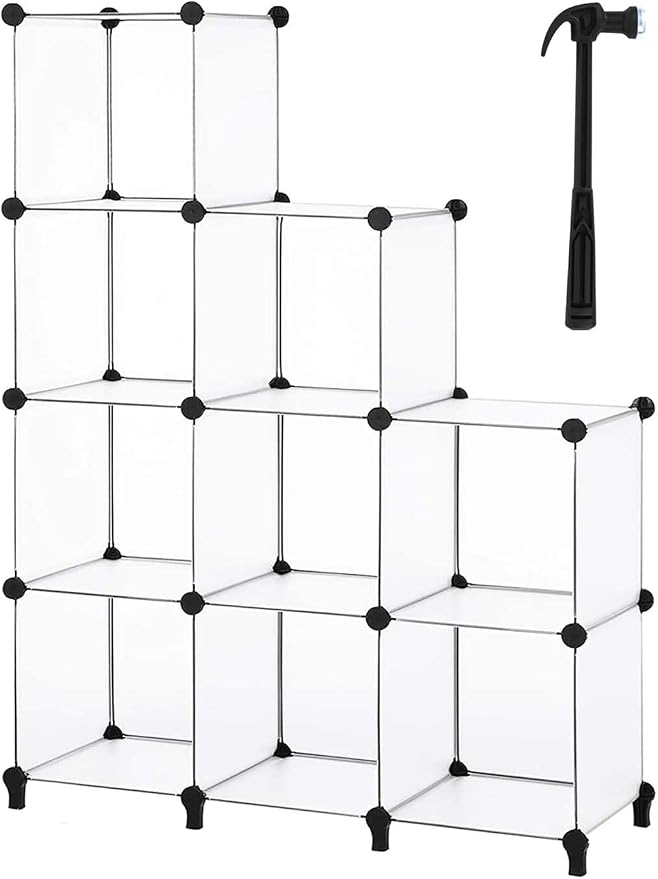 HOMIDEC Closet Organizers and Storage, 9 Cube Storage Organizer, Portable Closet Organizer Storage Cubes Shelves for Clothes, Bedroom, Wardrobe, Kids Room, Bathroom, Transparent | Portable Closet Organizer, Storage Cubes Shelves, for Bedroom, Kids Room...