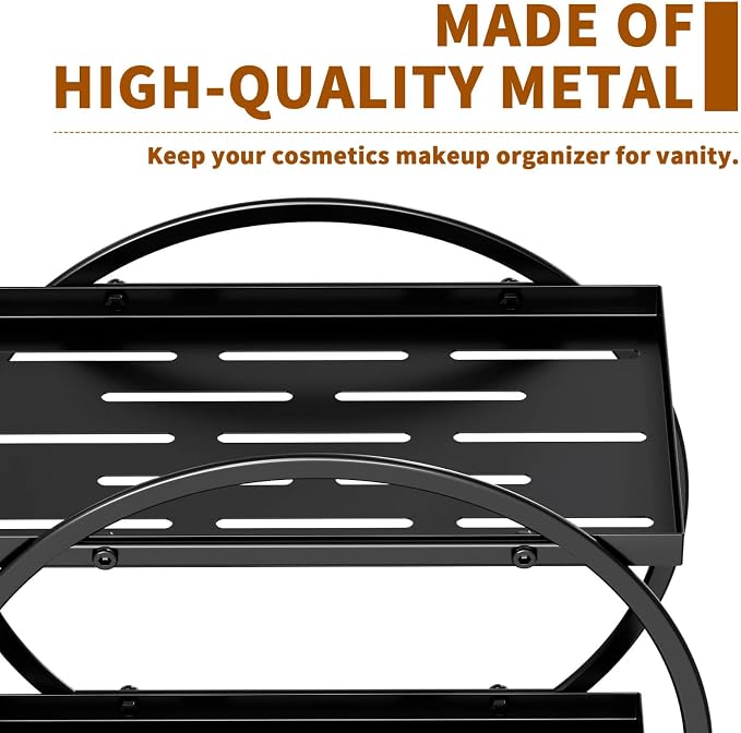 Bathroom Counter Organizer, 2-Tier Black Perfume Organizer Dresser | Bathroom Organizer Counter Shelf, Vanity Makeup Organizer Countertop, Skincare Tray Perfume Holder for Bathroom Sink Storage