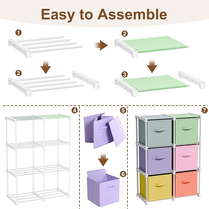 Briwooody 6 Cube Storage Organizer Storage Bins Shelf,Multiple Colors