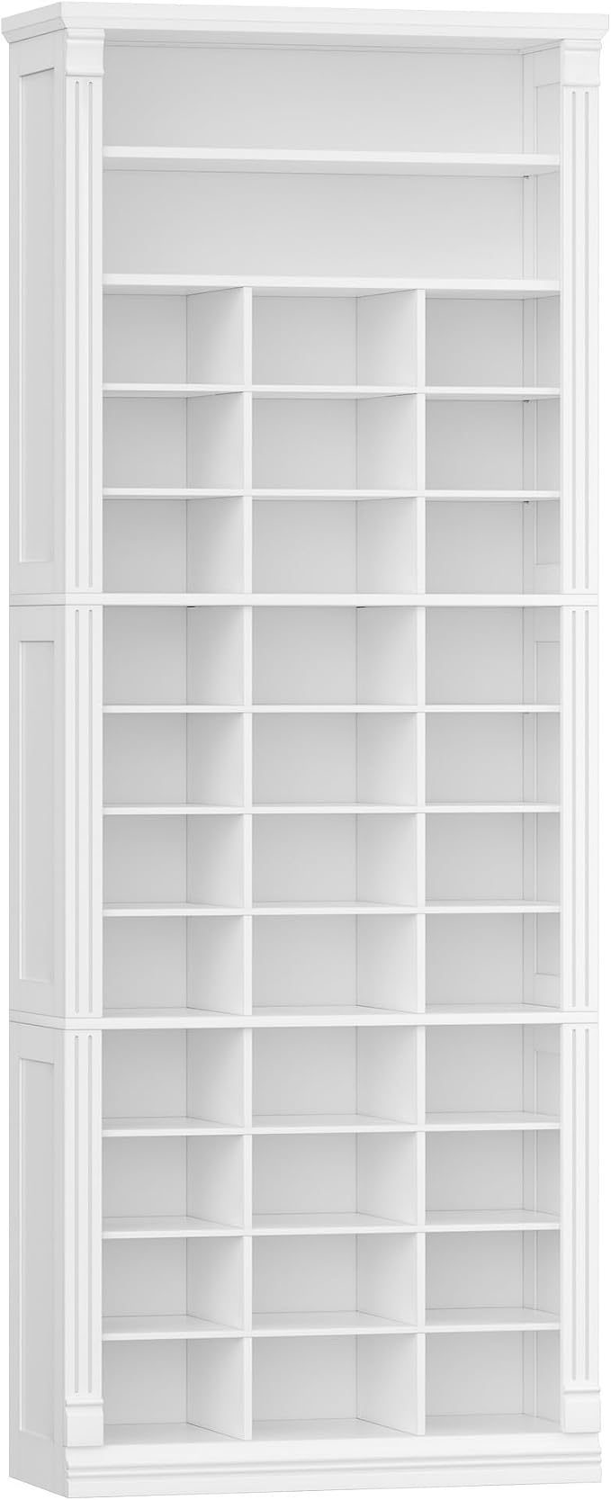 Hzuaneri 13 Tiers Shoe Storage Cabinet, Tall Shoe Cabinet with Cubby | Wooden Shoes Organizer for Closet, 39 Pairs, Shoes Cubby Organizer for Entryway, Hallway, Bedroom, White SR31003X