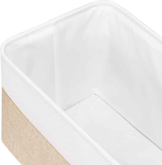 Univivi Fabric Storage Baskets for Shelves,15 inch,Khaki,4 Pack | Large Capacity,Linen Closet Baskets,Metal Frame,Hard Cardboard Bottom,Foldable,with PU Handles