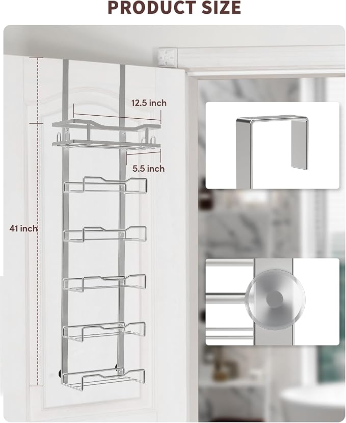 Aetyord Hanging Towel Racks for Bathroom No Drill - Over The Door 6-Tier Bath Towel Storage Organizer for Small Bathrooms-Back Door Large Tiered Towel Holder Hanger for Rolled Towels RV Camper Silver | 6-Tier Over The Door Bath Towel Storage Organizer ...
