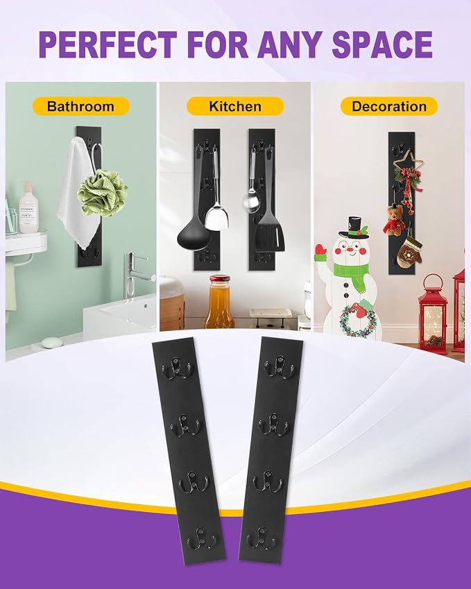 UCEC Vertical Key Holder Wall Mount Solid Wood Key Rack with Hooks Black | Space-Saving Key Organizer for Entryway, Garage & RV, Easy Install Wall Hooks for Hanging Keys, Wooden Wall Mounted Storage