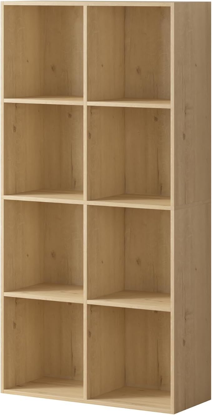 8 Cube Storage Organizer, Wooden Cube Shelves with Closed Back Panel, Reversible Bookcase, Cubes Closet Organizer for Home, Living Room, Kids Room, Office, Bedroom, Study, Hallway