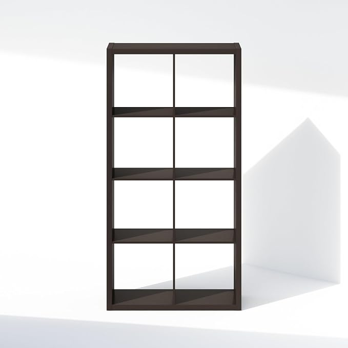 Furinno Cubic Extra Thick 8-Cube Closet Organizers and Storage, Dark Oak | 14.6 x 30 x 58 in, Open Shelf Closet Storage, Closet Organizer, for Wardrobe, Bedroom, Living Room