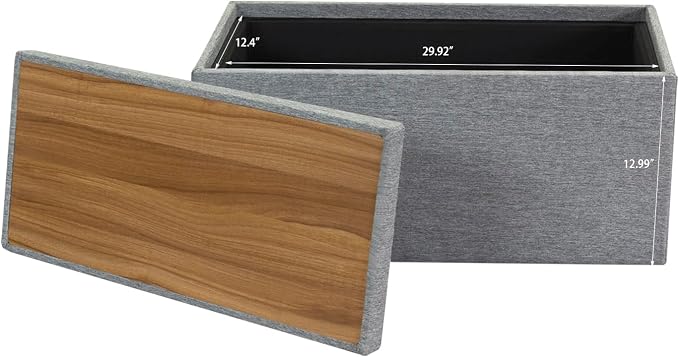 Adeco 35 Inches Storage Ottoman Bench, Non-Folding End of Bed Foot Rest Stools Ottoman with Thicker Foam Padded Seat, Upholstered Storage Chest for Living Room, Entryway, Bedroom