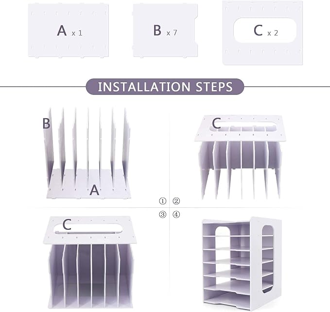 SONGWAY File Organizer for Desk - Desk Organizer for Document, Multifunctional 7 Tier Vertical File Holder, Paper Holder Organizer, Desktop File Organizer for Home Office School Decorations, White