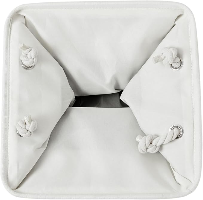 Cube Storage Bins, Collapsible Fabric Storage Cubes Bins, 11 Inch Cube Storage Bins with Handles, Foldable Storage Cubes (White/Navy, 6Pack)