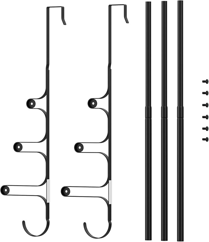 CANYAVE Over The Door Towel Rack, Extendable Triple Towel Storage Holder with Hooks, 24.02 Inches Towel Bar Hanger Towel Racks for Bathroom (Black)