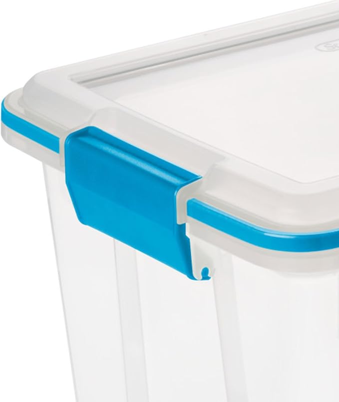 Sterilite 6-Pack Gasket Box, Clear Plastic Storage Bins with Latching Lids, 20 Qt - Large Stackable Tote Containers for Home, Closet, Bathroom, and Office Organization