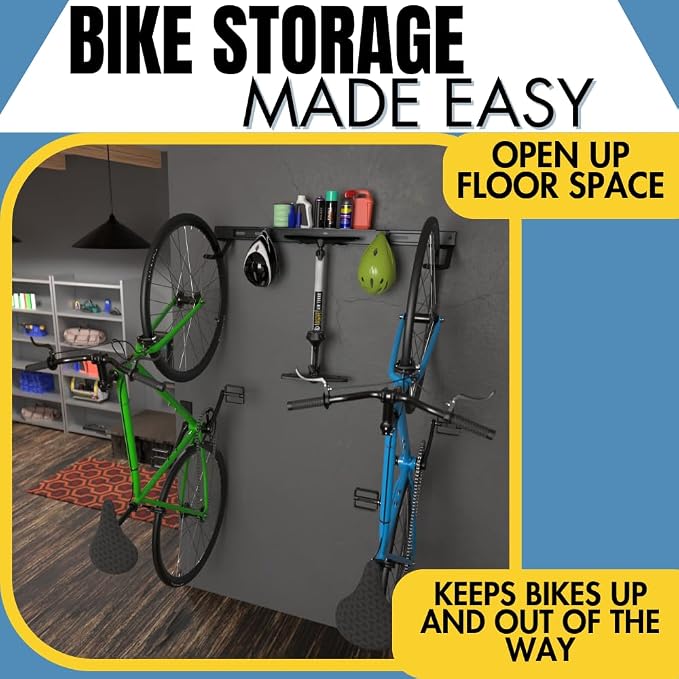 Wall Mount Bike Rack | Steel Bike Mount | Adjustable Hangers | Easy Mount | USA Made