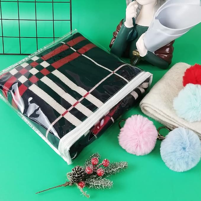 25Pcs Clear Vinyl Zippered Storage Bags - Blanket & Bed Sheet Organizer for Closet Linen & Sweater