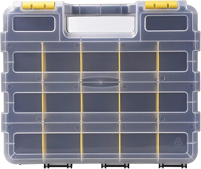 AIDY-PRO Hardware Organizer Box 34 Compartments Small Parts Organizer with Removable Dividers Durable Plastic Double Side Tools Box Screw Organizers For Nuts, Bolts, Screws, Nails 2Pack