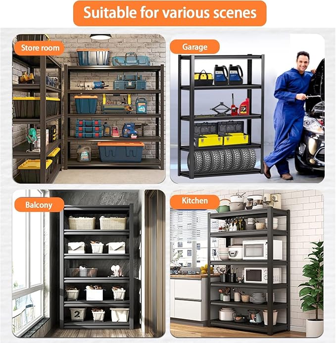 Storage Shelves Heavy Duty 3500LBS Adjustable 5tier Metal Garage Shelving Unit for Basement, Business, Factories, Commercial, Warehouse, Basement, Pantry, Corporate Purchase