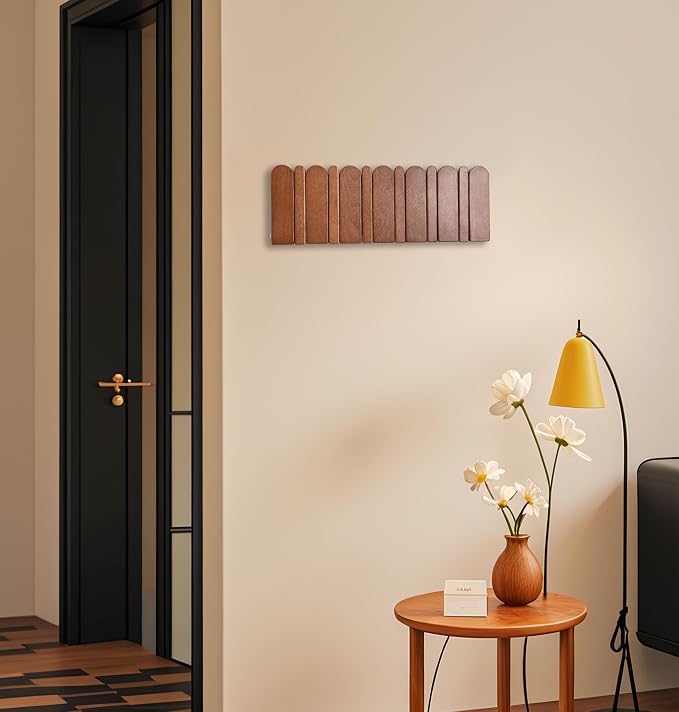 Wall Coat Rack for Entryway: Wooden Modern Heavy Duty 6 Hooks | Foldable Wall Mounted for Small Spaces Entryway Bathroom for Hanging Jacket Towel Backpack - Space Saving Home Decor