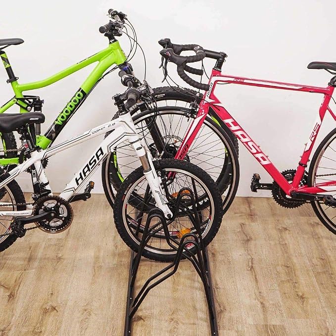 CyclingDeal Bicycle Floor Parking Rack Stand - for Mountain MTB Road Bike - Indoor Home Garage Storage - Classic 4 Bikes