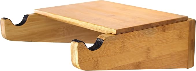 COR Bamboo Bike Wall Mount Rack w/Shelf, Indoor Bicycle Storage | Silicone-Padded Hooks, Holds 40lbs, Fits Oval Frames, Doubles as Shelf, Sustainable Bamboo, Stud-Mount Hardware Included