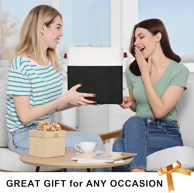 Bagnizer Collapsible Fabric Storage Cubes 11x11 Cube Storage Bins, 4 Pack Closet Baskets Box with Handles for Organizing, Shelf, Toys, Clothes, Home, Office, Nursery (Black&White)