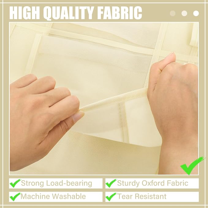 Windyun 40 Pocket Over The Door Shoe Organizer, Large Breathable Mesh Hanging Shoe Rack for Closet, Space Saving Shoes Storage Holder Hanger for Dorm Room Bathroom Bedroom Entryway(Beige)