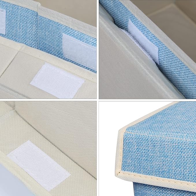 Large Toy Box Chest Storage with Flip-Top Lid, Kids Toy Storage Bin Boxes | Toy Chest with Rivets Handles for Kids, Boys, Girls, Nursery, Playroom, Living Room, Bedroom, 25"x 13" x 16" (Linen Blue)