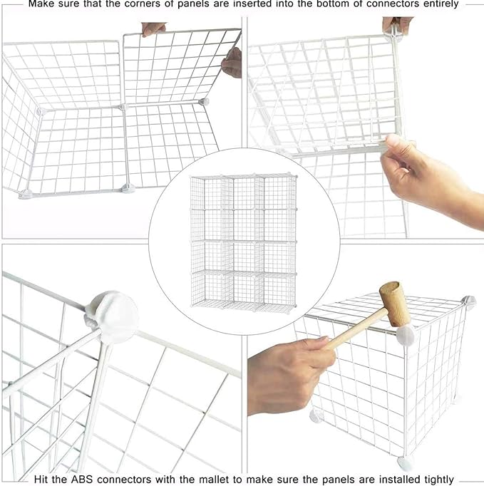 C&AHOME Wire Cube Storage, 12-Cube Storage Organizer Metal, C Grids, White | Modular Shelves Units Storage Bins Shelving Bookshelf Shelf Cabinet Organizer