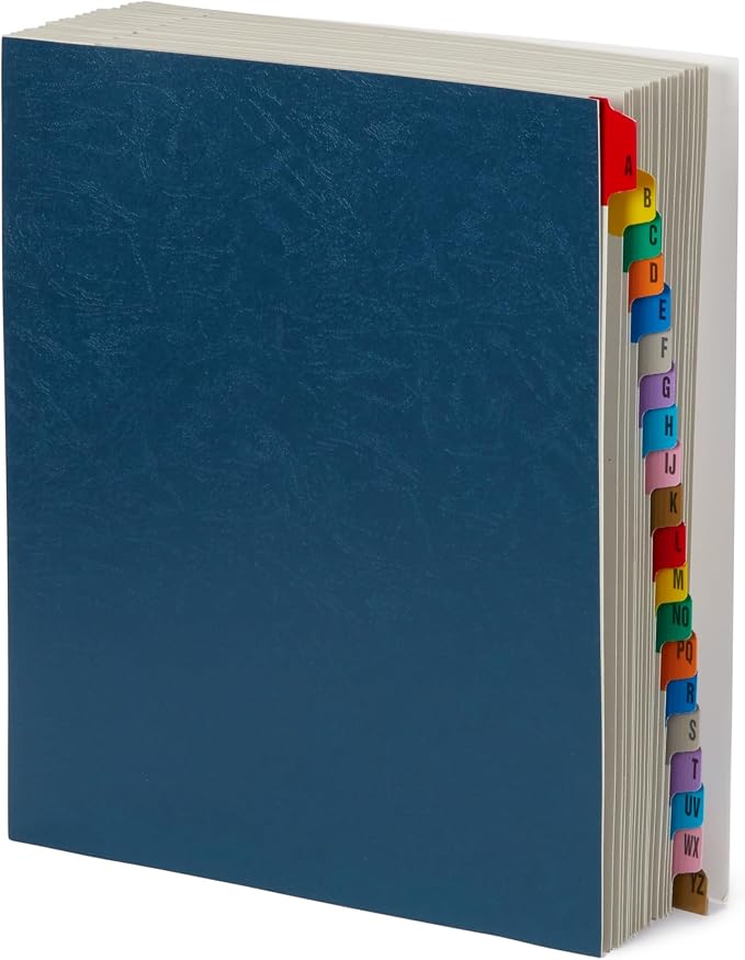 Blue Summit Supplies A-Z Desk File Sorter, Letter, 20 Dividers, Blue | Expanding alphabetical sorter, 20 A-Z dividers, for mail, files, invoices, and desktop organization