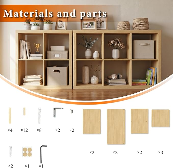 WannabeMyself【2026 Wooden Thick Frame】 6 Cube Storage Organizer with Anti-Tipping Kits, Reversible Open Back Book Shelf,Bookcase for Living Room,Bedroom,Entrance Hall,Office,11.6×36.3×24.6,Oak Color