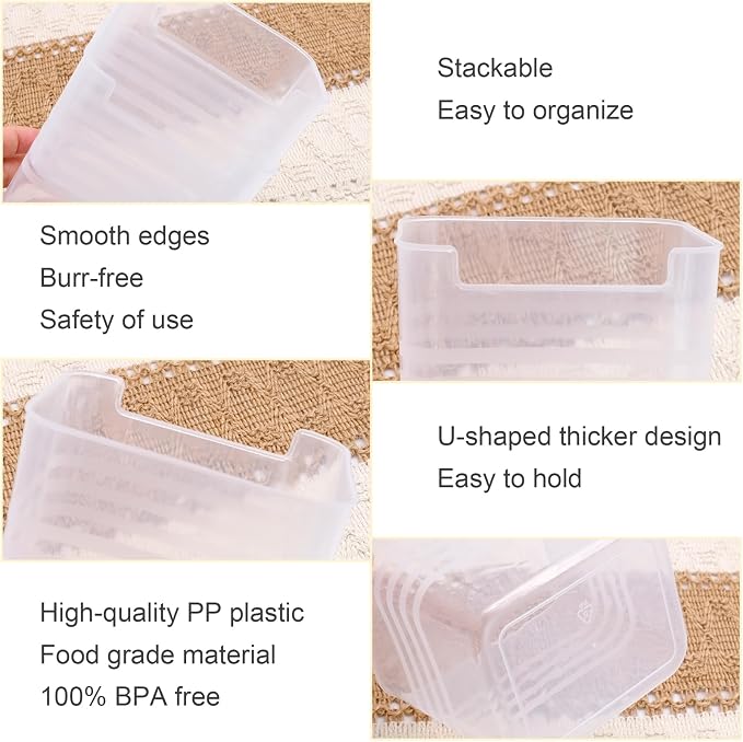 6 PCS Fridge Organizer Bins, Refrigerator Side Door Storage Box, Plastic Clear Storage Container for Fridge Cupboard Pantry Snacks Tins Kitchen