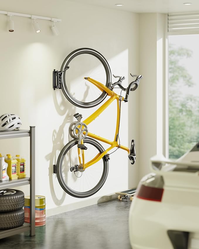 monTEK Heavy Duty Swivel Bike Wall Mount Holds Up to 77lbs, 3 Pack | Swivel Bike Wall Hanger, Up to 3.5" Tire Width, Space-Saving Bike Rack, Bike Storage for Garage Tool Room Storehouse