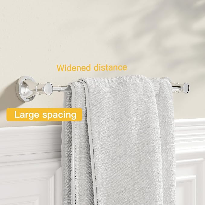 BESy Towel Racks for Bathroom Wall Mounted Bath Towel Bar Polished Chrome | Adjustable 16-26 In, Wall Mounted Towel Holder, Stainless Steel, Rustproof, Towel Bar Rod Hanger Hardware Accessories Hotel