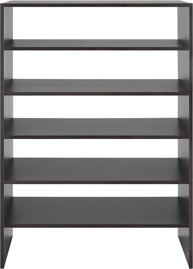 Whitmor Wood Stackable 2-Shelf Shoe Rack, 24 INCH, Espresso